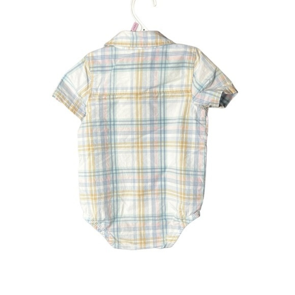 Baby B'gosh Classic Button-Front Bodysuit Plaid‎ Collared Size 9 Months NWT - Picture 2 of 3